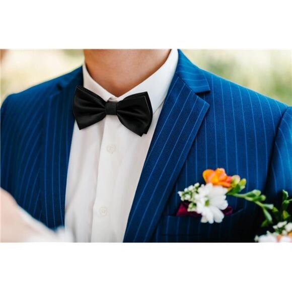 Bow Ties for Men Solid Color PreTie Bow Tie and Pocket Square Set Classic Formal - Picture 2 of 7